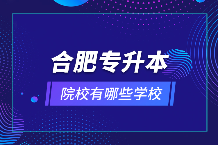 合肥專升本院校有哪些學(xué)校？