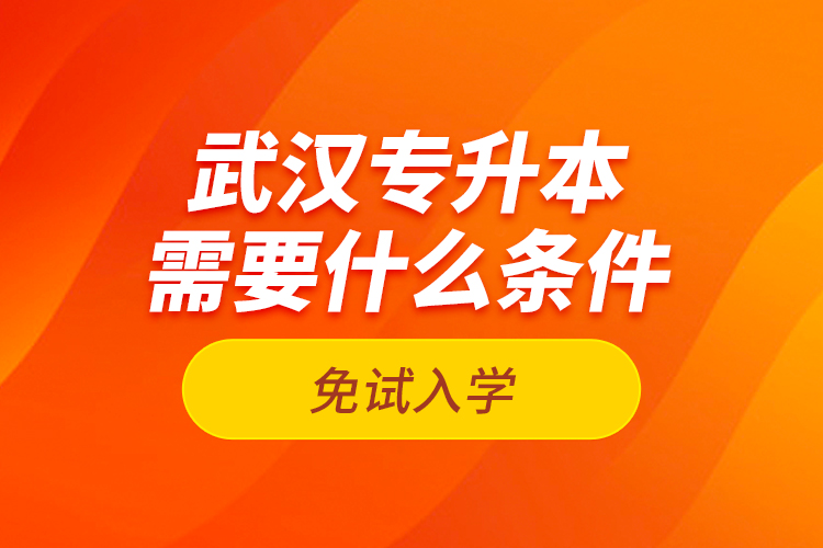 武漢專升本需要什么條件免試入學(xué)？